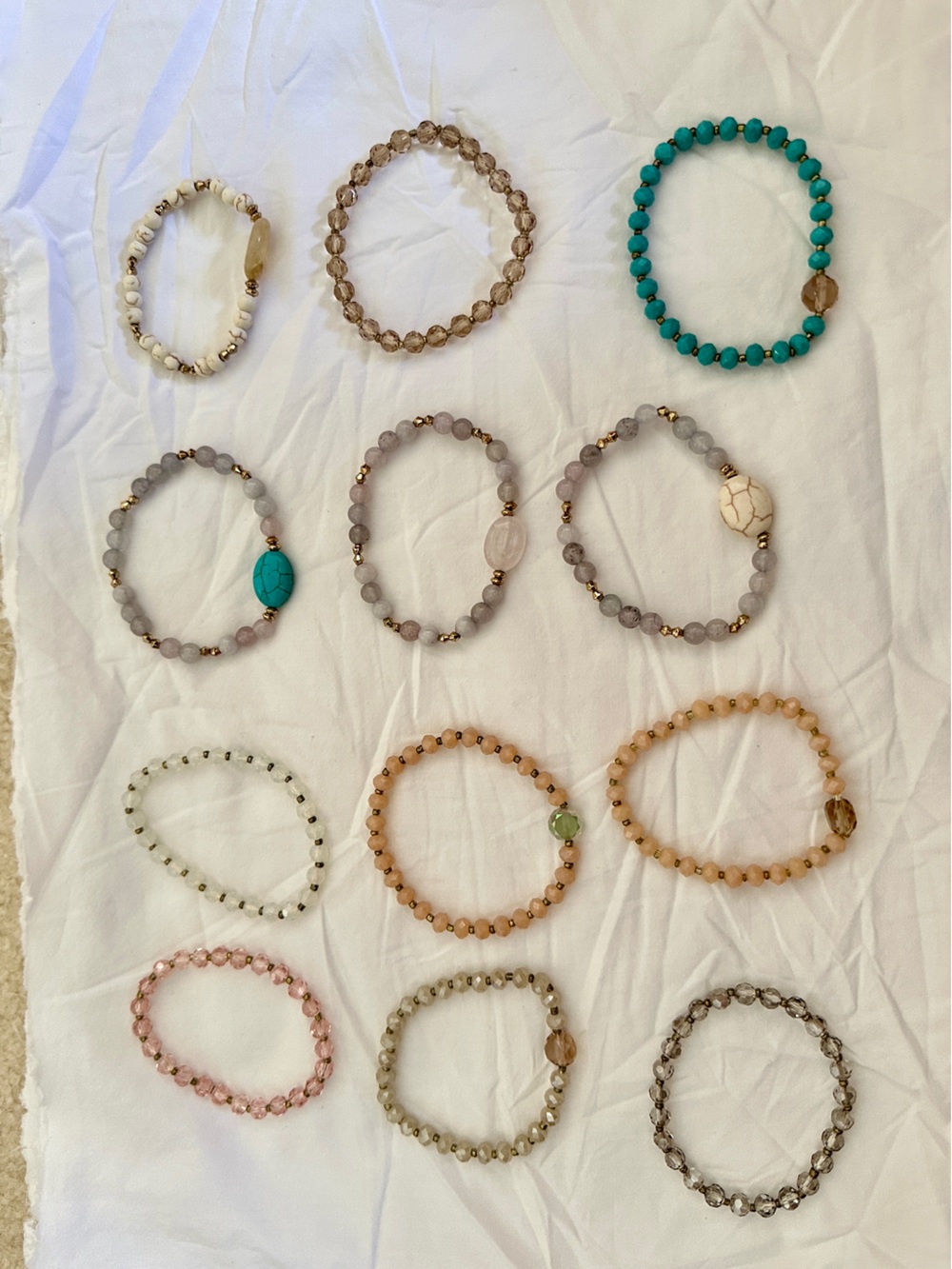 Handmade Assorted colors Beaded Stretch Bracelet Set 12/$20